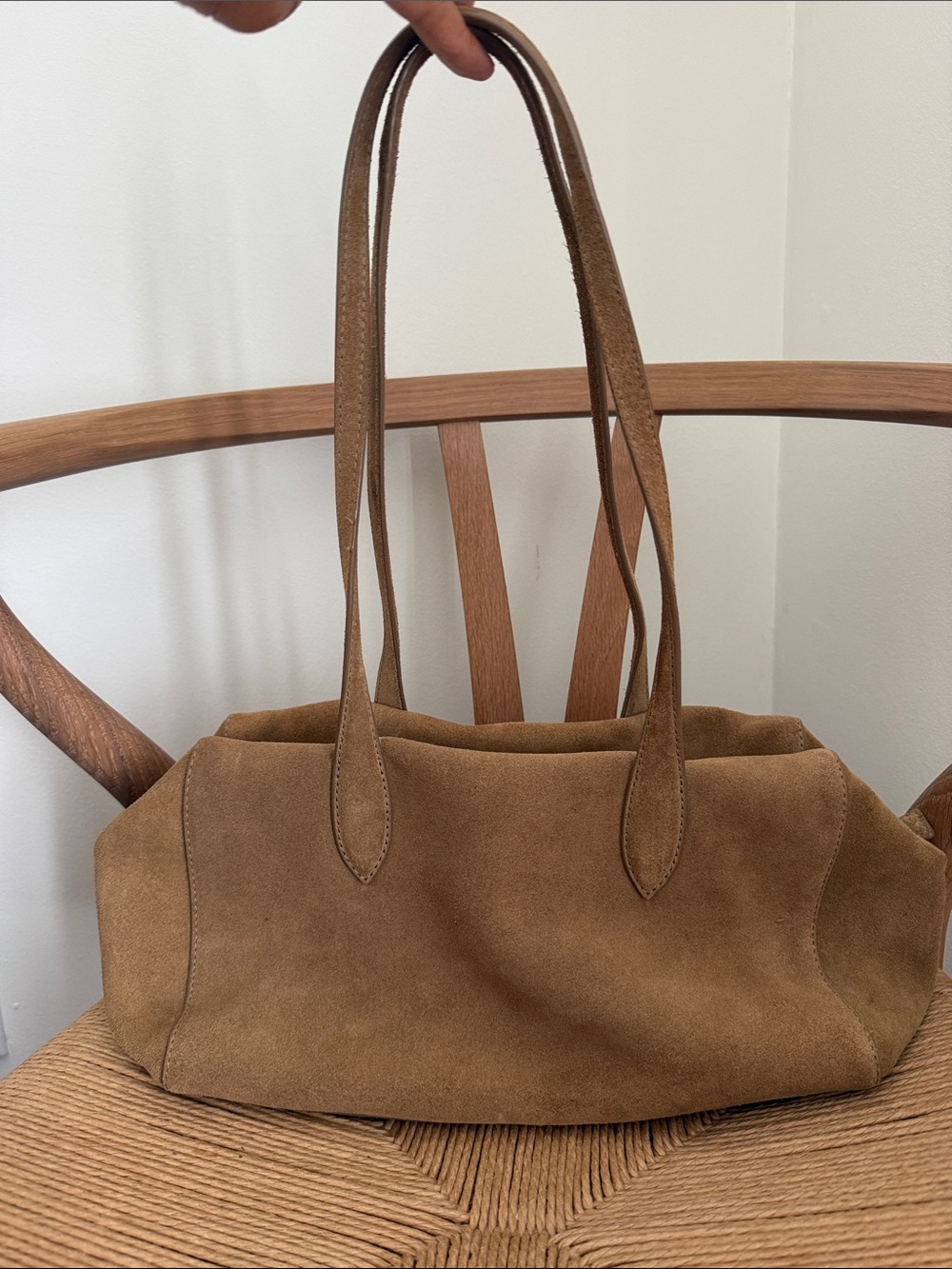 Massimo Dutti Suede Tote Bag in Tan